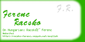 ferenc racsko business card